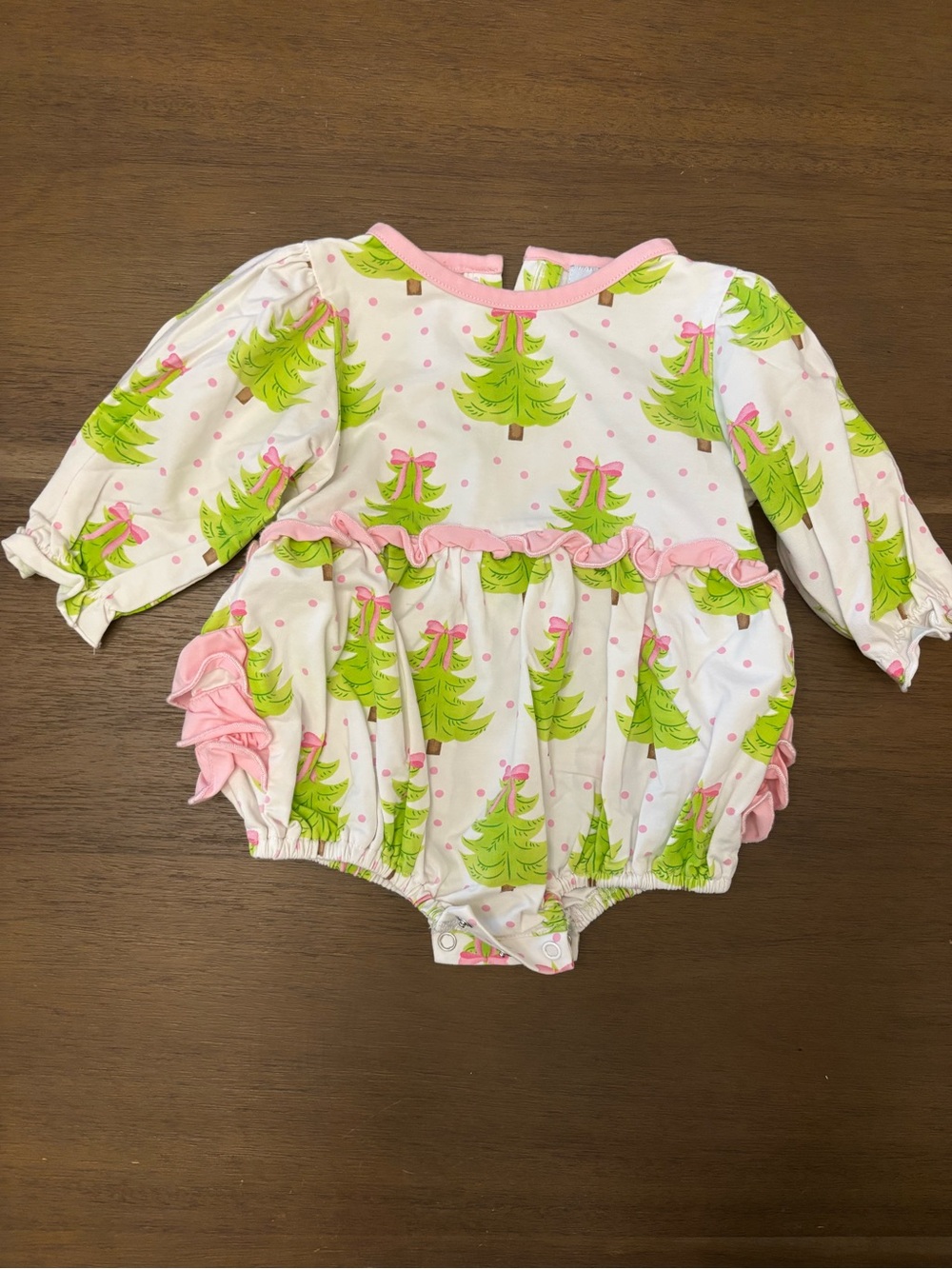 Baby Girls Pink & Green Christmas Tree Bubble